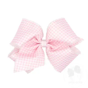 Wee Ones Bows - King - Light Pink Gingham with Moonstitch