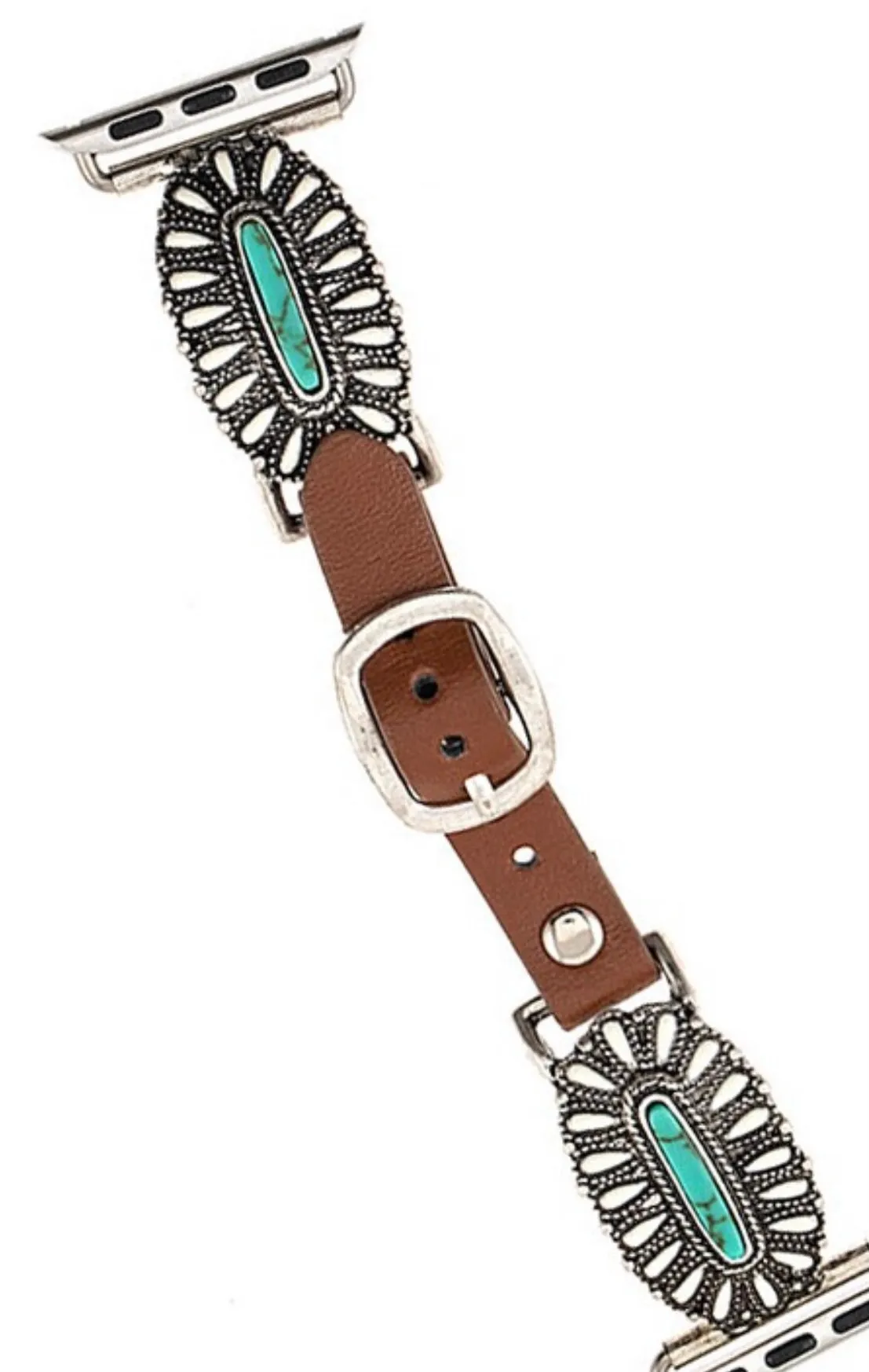 Western Concho White & Turquoise Gemstone Apple Watch Band