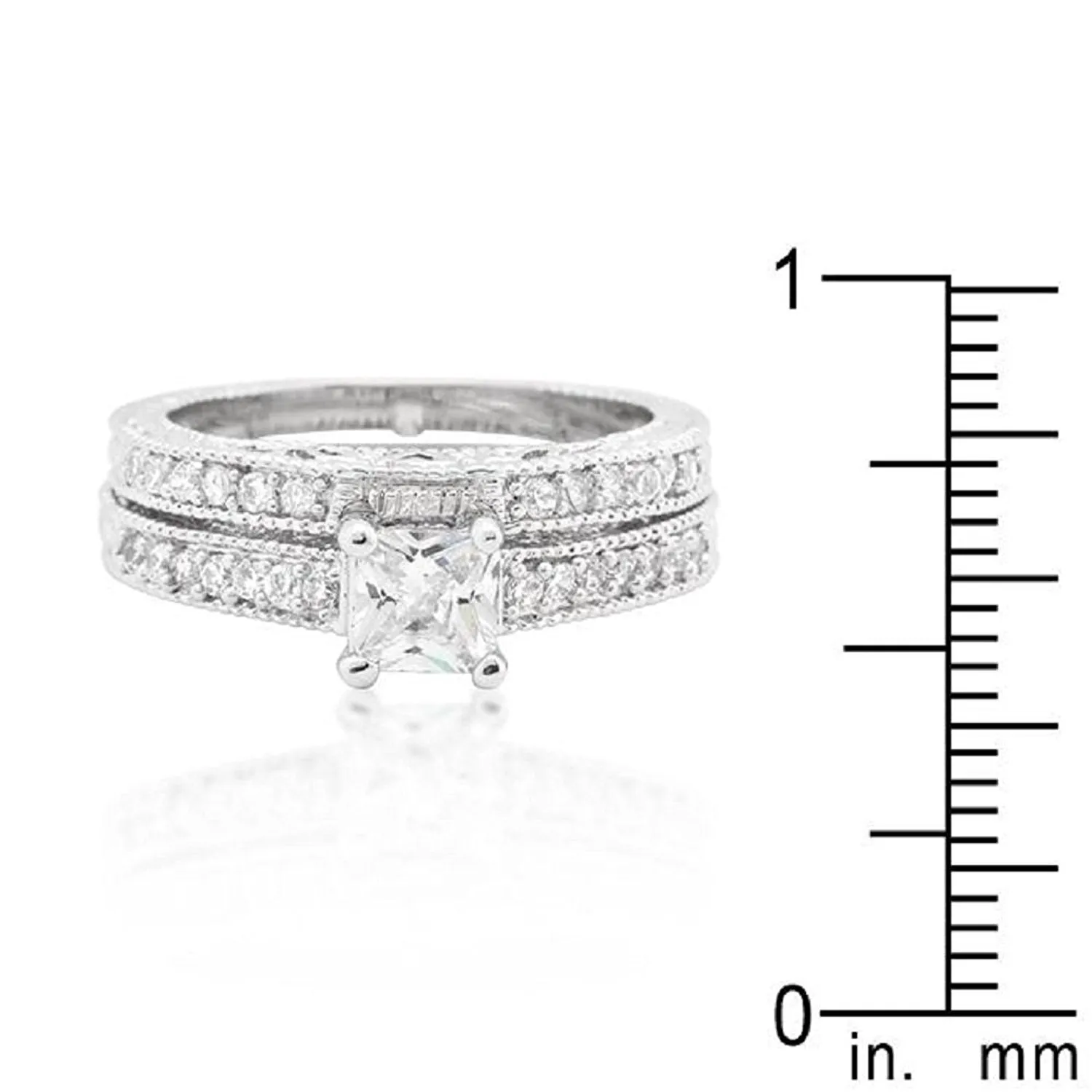 WildKlass Princess Cut Filigree Bridal Ring Set