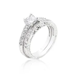 WildKlass Princess Cut Filigree Bridal Ring Set