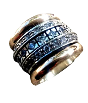 Womens spinner rings, Sterling Silver and gold ring for women