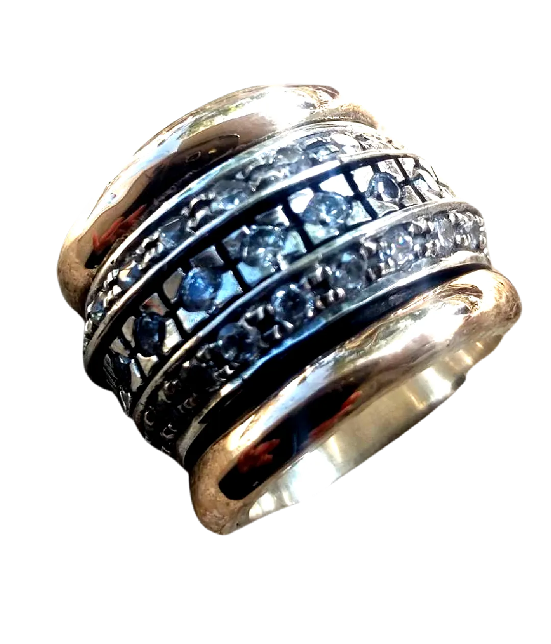 Womens spinner rings, Sterling Silver and gold ring for women